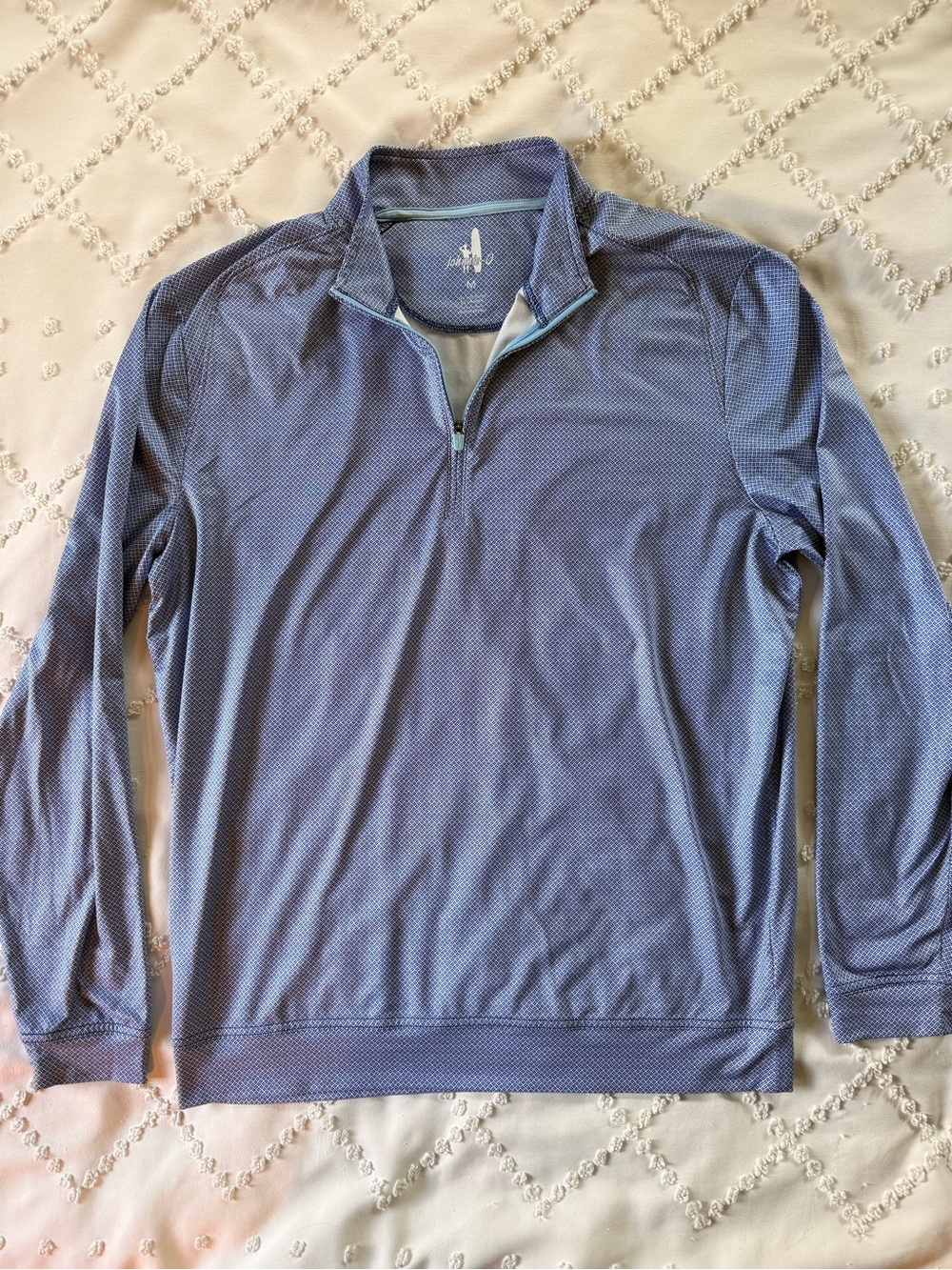 johnnie-O Jamie Quarter Zip Pullover Blue and White Size Medoum
